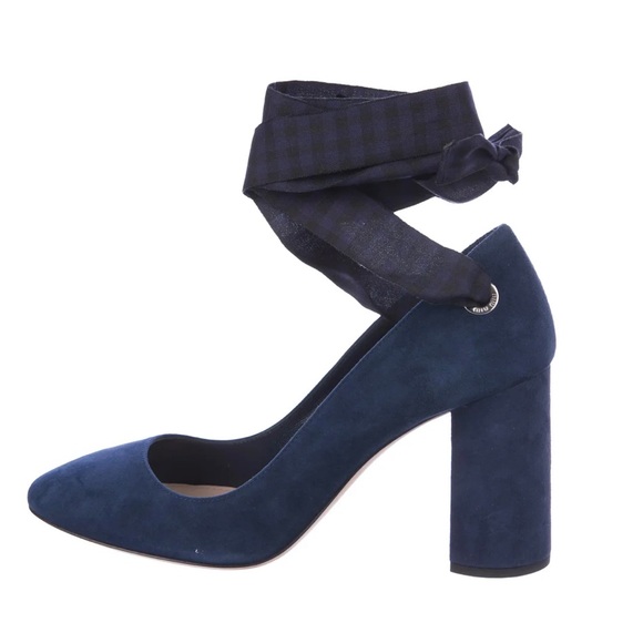 Miu Miu Shoes Miu Miu Suede Navy Blue Pump Block Heel Size 36